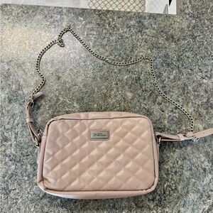 Bella Russo Soft Pink Quilted Crossbody Bag with Chain Strap